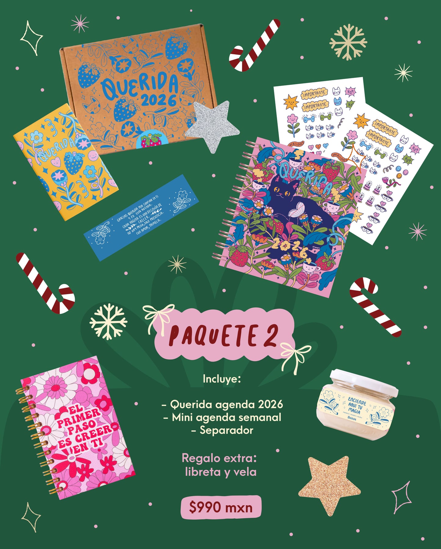 Promo Querida Xmas 2: Querida Agenda + Querida Libreta + Vela